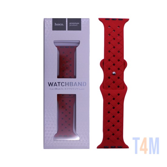 Bracelete padrão de bambu Hoco para iWatch WA16 42/44/45/49mm Vermelho